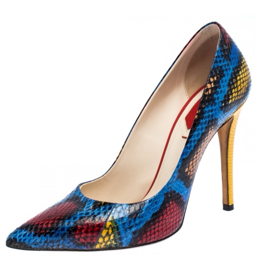 Fendi multicolor snakeskin leather pumps